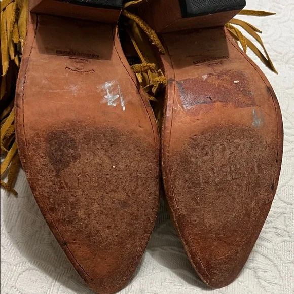 Western Ankle Boots Women Size 8.5 Tan Fringe - Picture 7 of 11